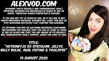 Play Hotkinkyjo XO speculum, jellys, belly bulge, anal fisting & prolapse