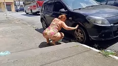 Play Street Car Wash Exposure: Amateur Pornstar's Real Ass On Display